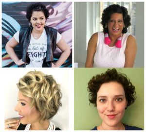 4 photos of women with chemo curls