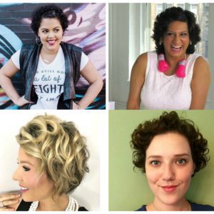 4 photos of women with chemo curls