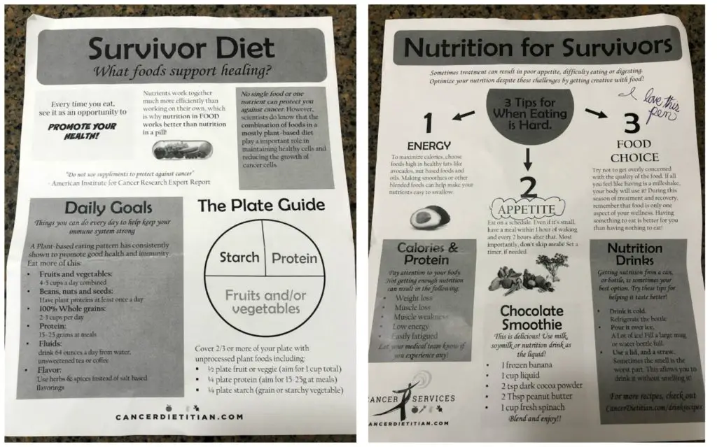 2018 YSC Summit - Nutrition Presentation- Cancer + Diet Handout