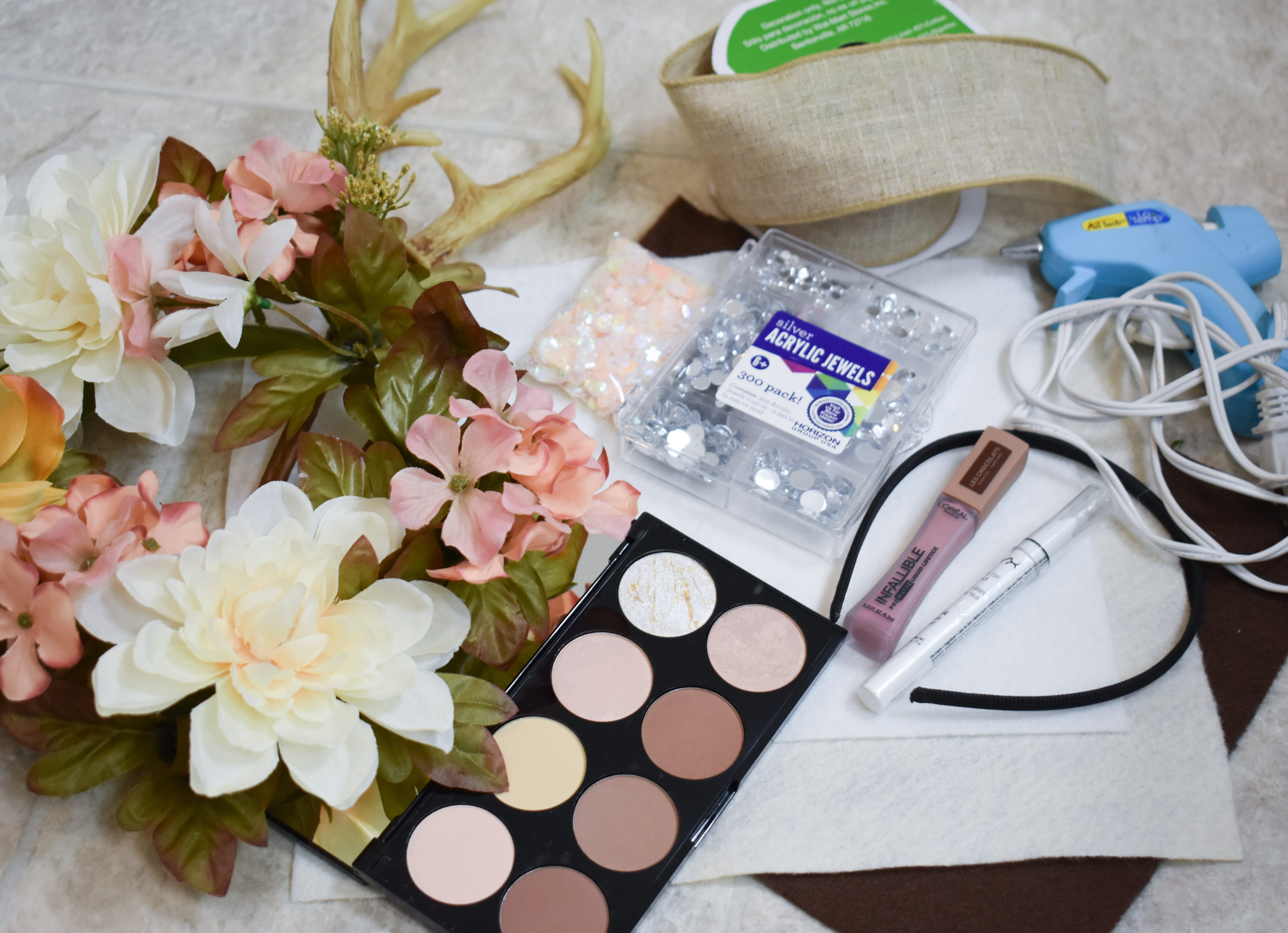 Halloween Deer Makeup & Antler Tutorial supplies