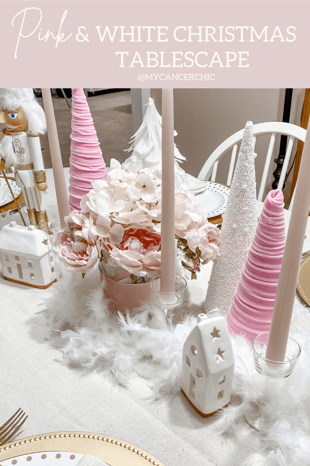 Pink & White Christmas Tablescape Header