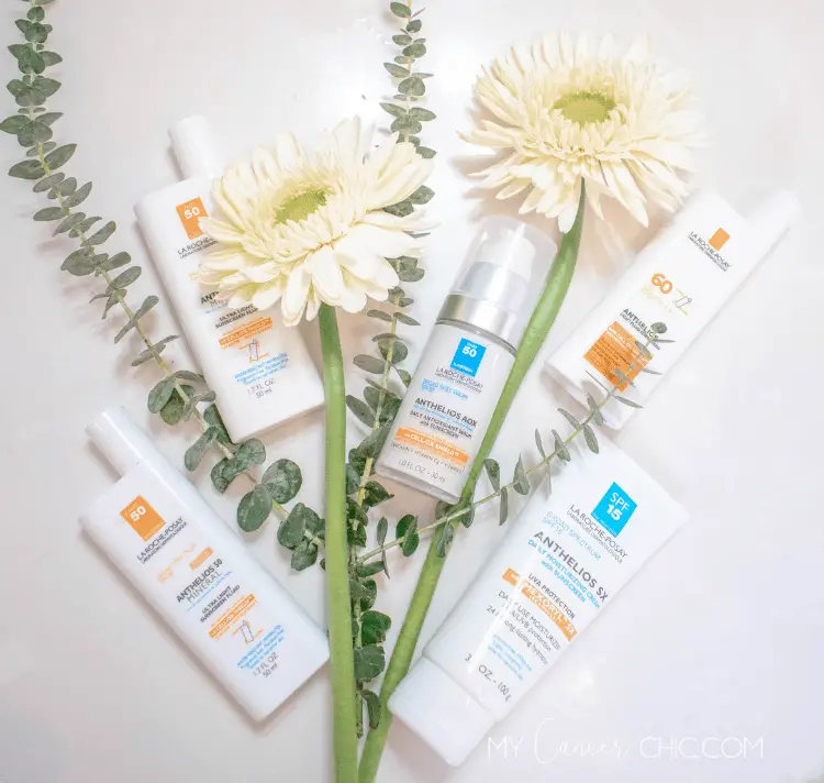 La roche posay sunscreen lineup_floral product flatlay