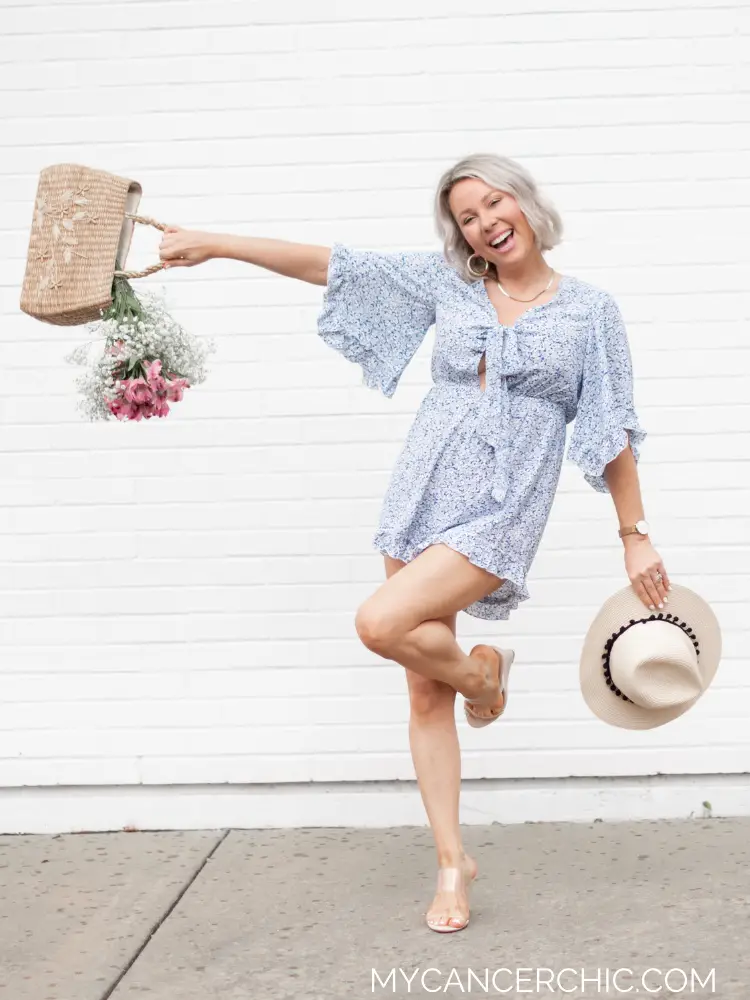 woman wearing printed dress for Styling Chic pastel outfits