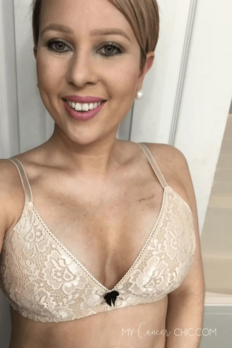 woman wearing after mastectomy bra