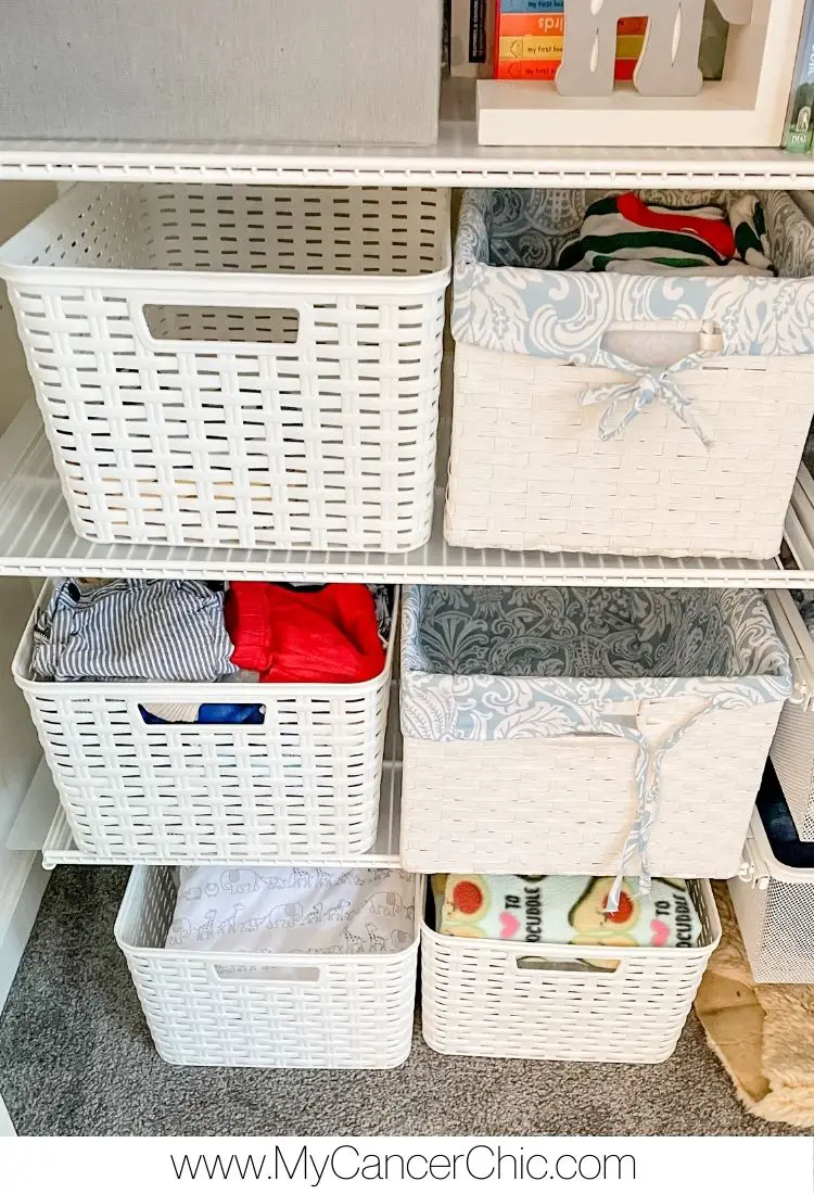 use storage bins to organize toddler bedroom