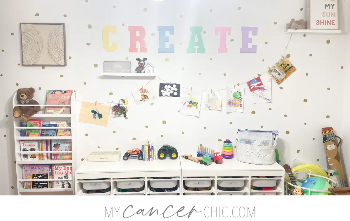 Playroom Organization and Storage Makeover_rainbow create playroom sign