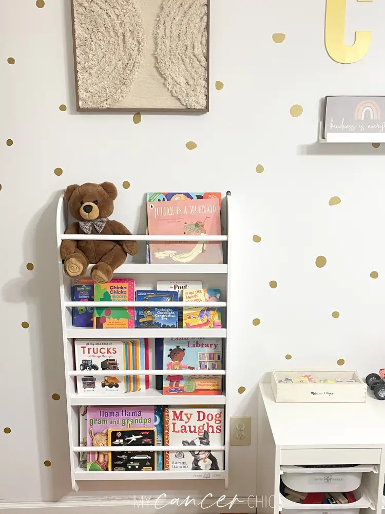 Playroom organization _kids book display wall mount shelf
