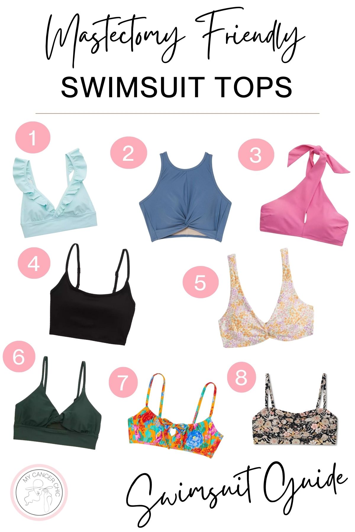 mastectomy swimsuit tops collage