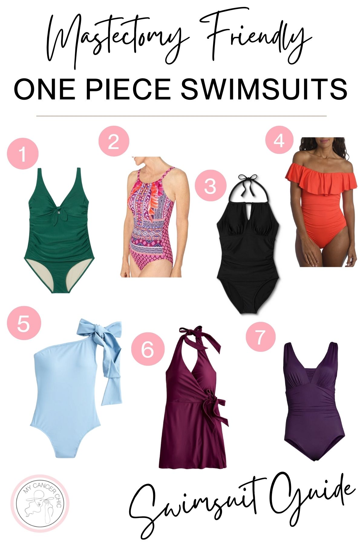 one piece mastectomy swimsuits collage