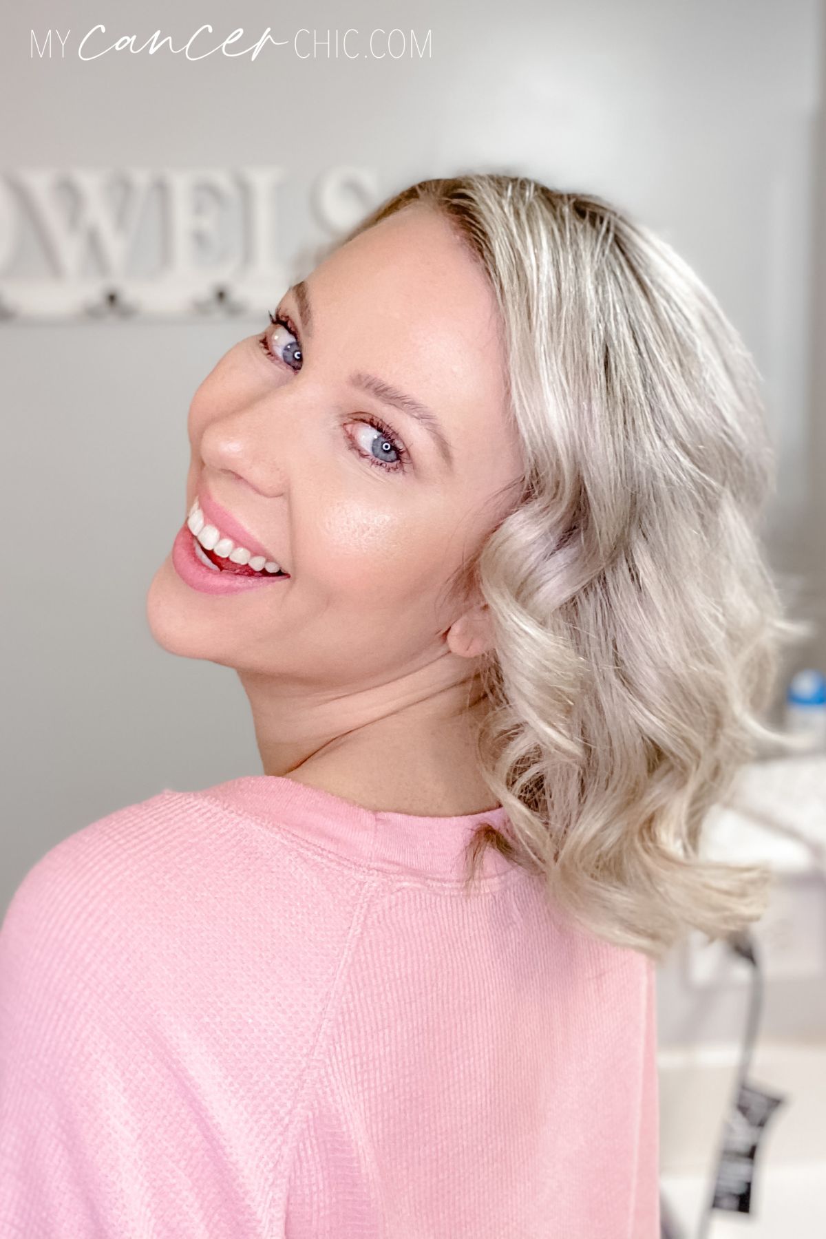 wavy curls on short blonde hair