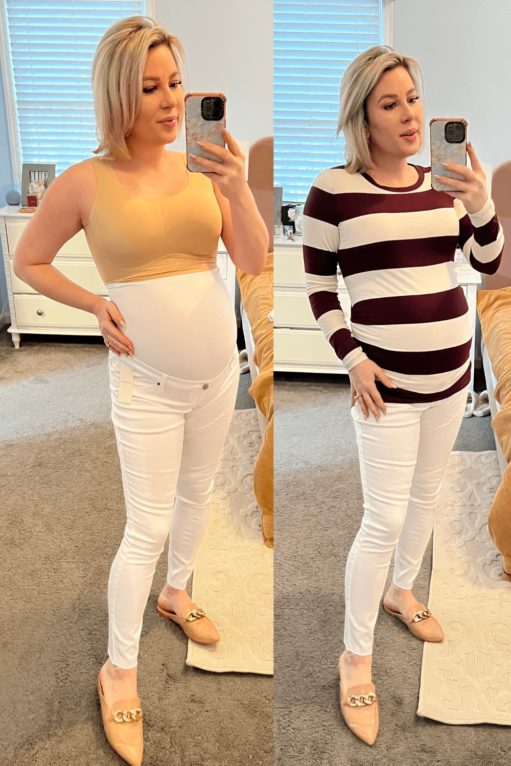 Best Maternity Leggings: Abercrombie white jeggings