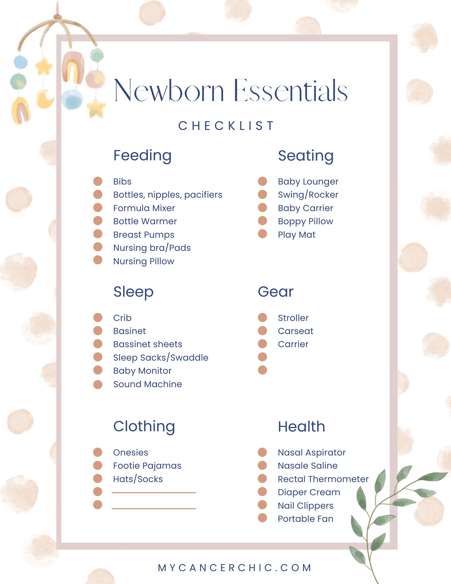 Newborn Essentials Checklist