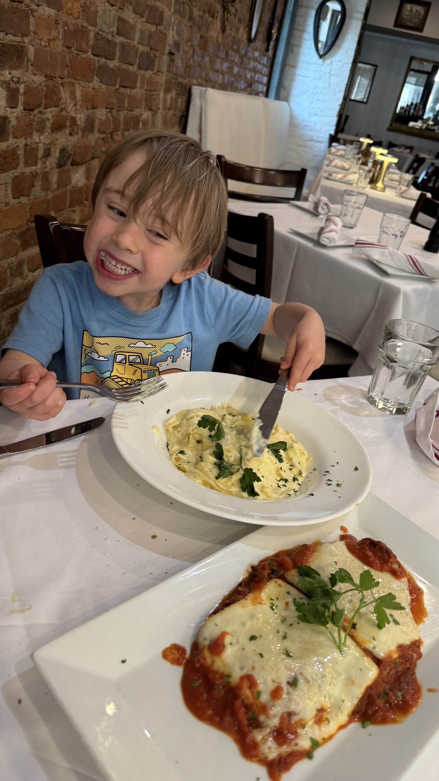 Mason eating Pasta - Trip to NYC with kids Mason eating Pasta - Trip to NYC with kids
